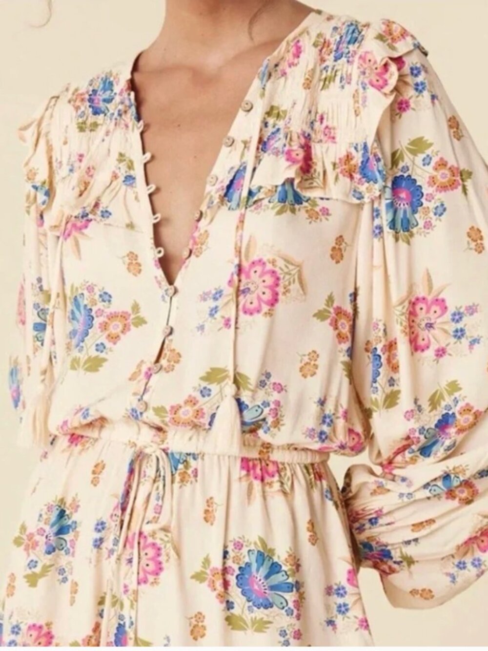Spell & The Gypsy Solstice Floral Playsuit Romper | Small | Boho | Floral | EUC